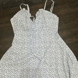 blue and white dress